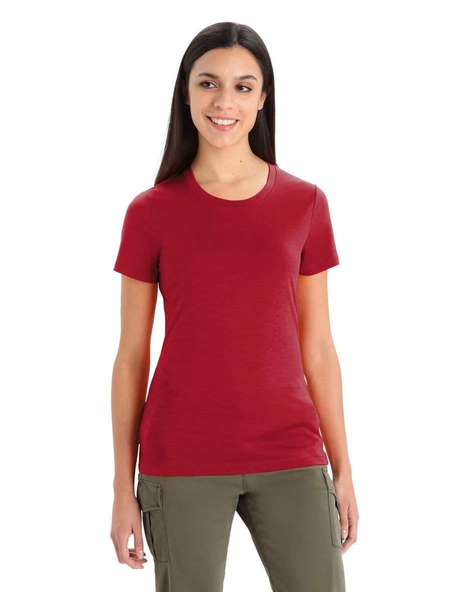 Cherry Women\'s Icebreaker Merino Tech Lite II Short Sleeve T Shirts | USA 1576MQZA